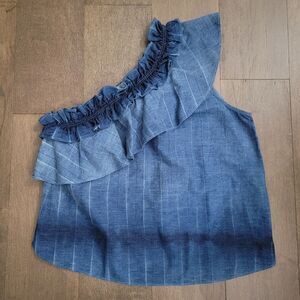 New 7 for all Mankind Denim Shirt top ruffle size M